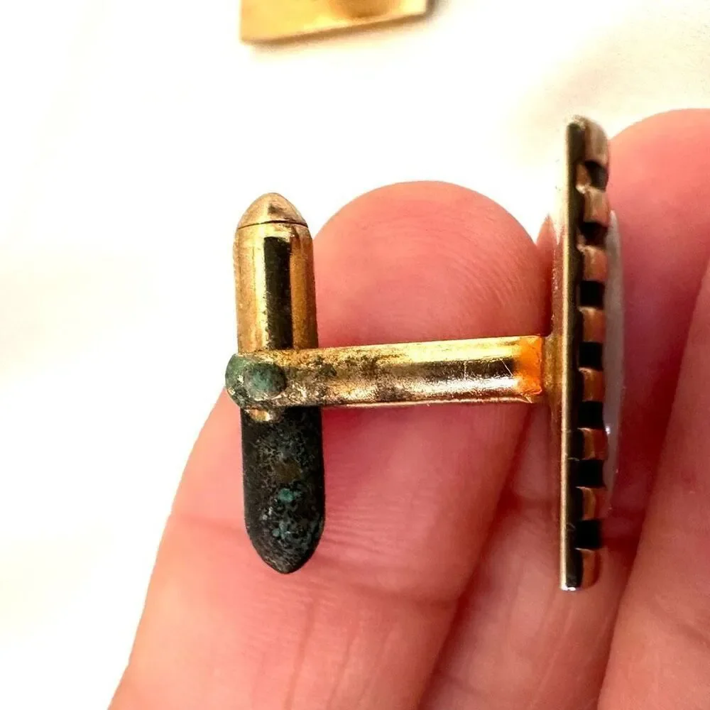 Swank gold tone and abalone square vintage cufflinks